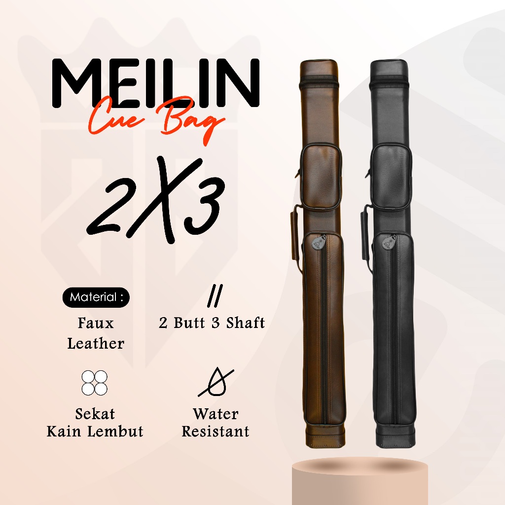 Meilin Premium 2x3 Case - Tas Stick Billiard 2x3 Cue Case Billiard 2 Butt 3 Shaft Hard Case 5 lubang