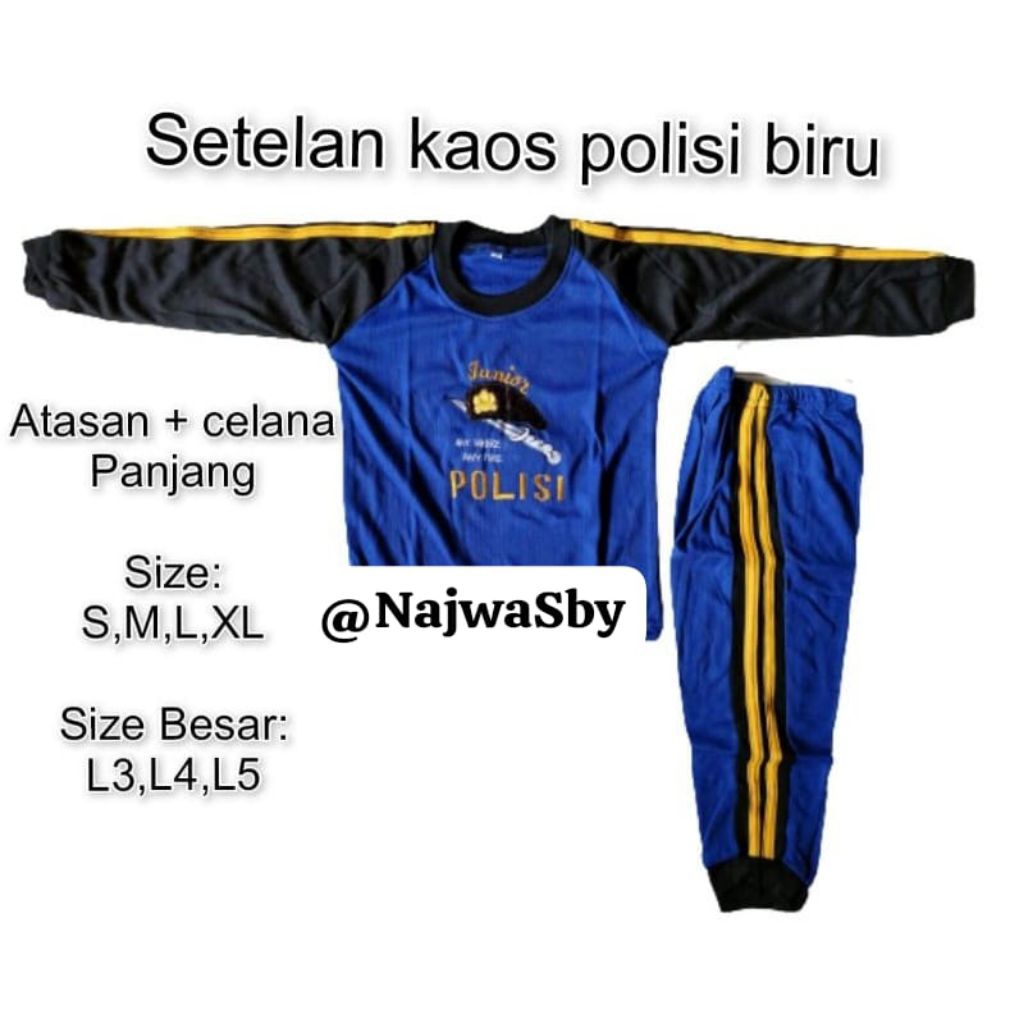 BAJU ANAK POLISI / SETELAN KAOS BAJU ANAK POLISI BIRU / BAJU POLISI ANAK / BAJU KARNAVAL ANAK / BAJU