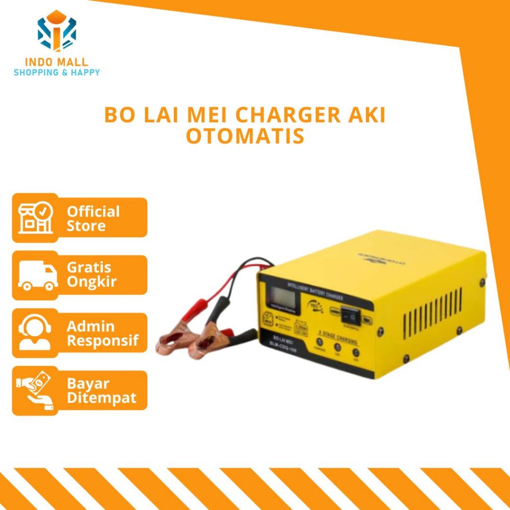 BO Lai Mei Charger Aki Otomatis Mobil Motor Kendaraan 12V/24V 200AH