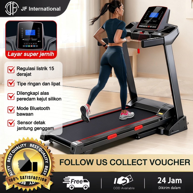 Alat fitness indoor lipat kecil treadmill listrik rumah tangga dengan sistem dan suara rendah