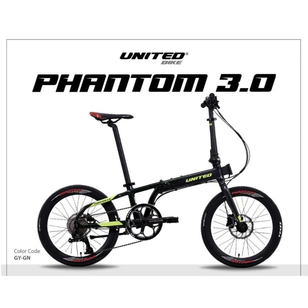 sepeda lipat dewasa 20 inch United phantom 3.0