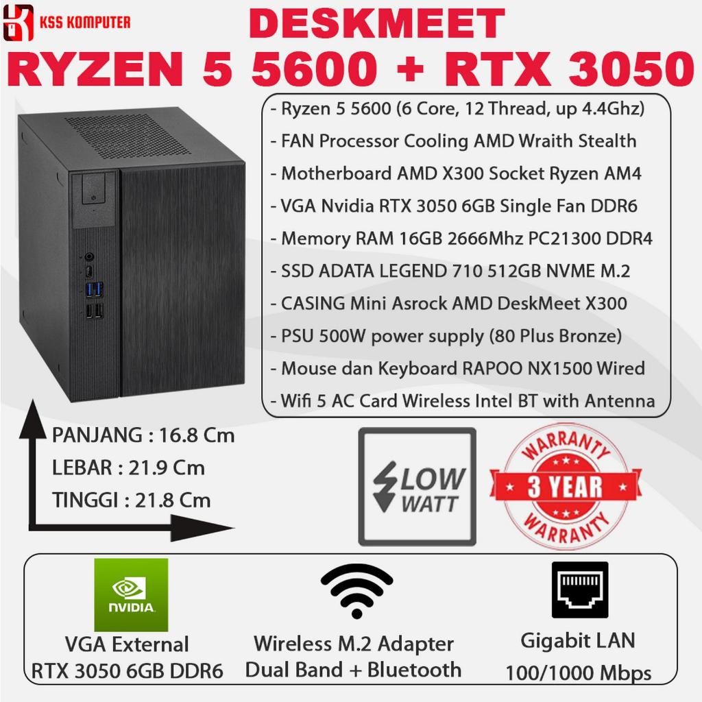 [NEW] Asrock DeskMeet Mini PC Ryzen 5 + RTX 3050 + SSD NVME Siap Pakai Bergaransi