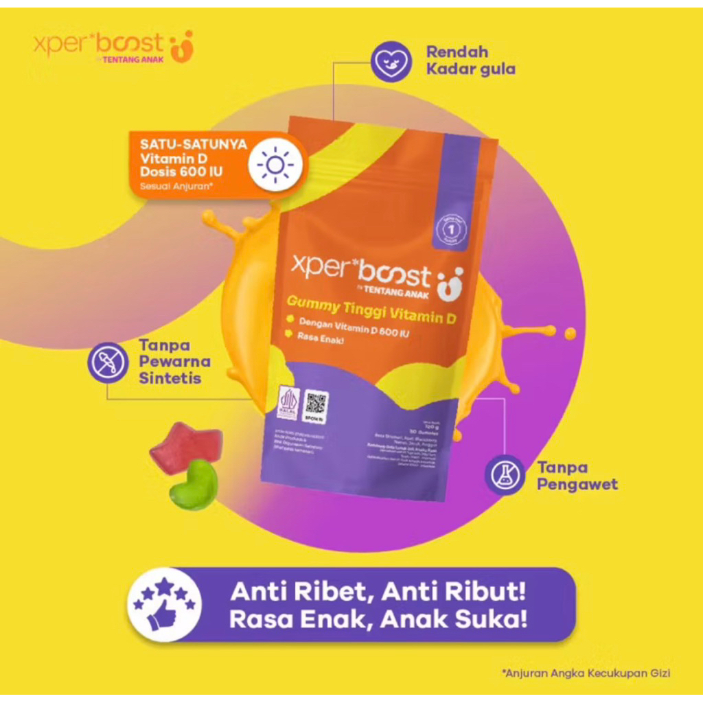 Xpert boost gummy vit D sachet 7 pcs ( vitamin D gummy anak )