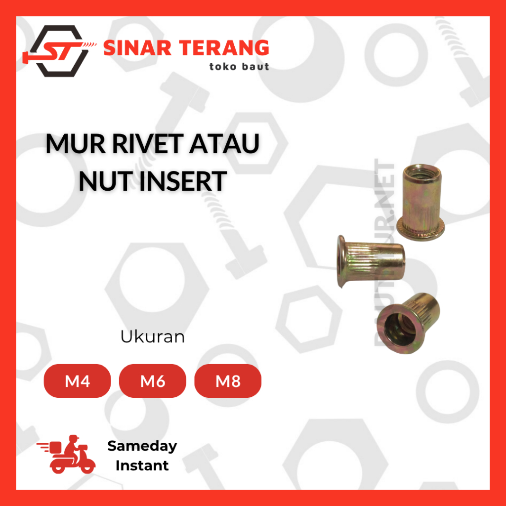Mur Rivet Kuning M4 M6 M8 - Nut Insert - Mur Tanam - Ripet Besi