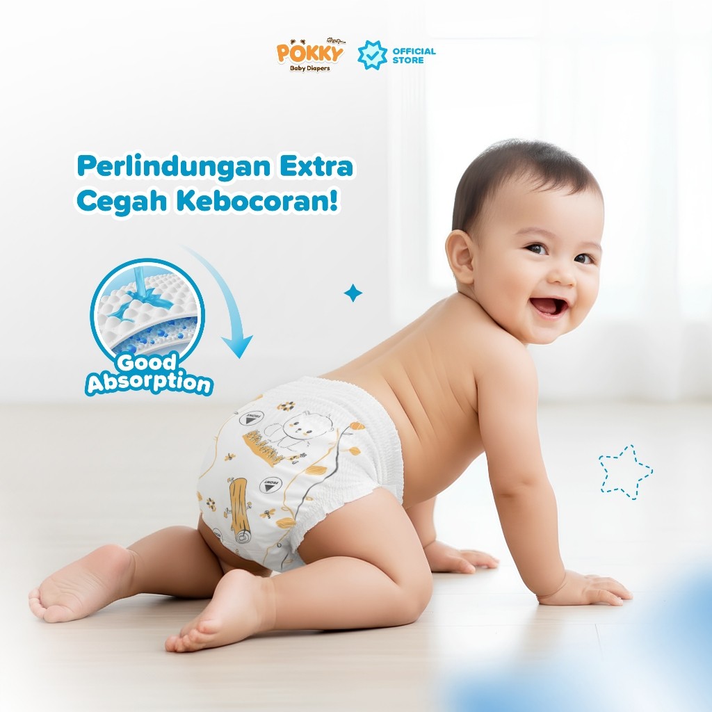 (TWINPACK) POKKY PANTS POPUK CELANA BABY 2 BAG LISAN M44+6/L38+6/XL32+6/XXL28+6 - Gambar 2