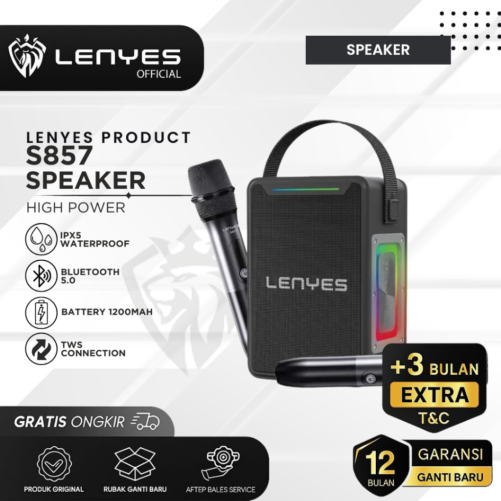 Lenyes S-857 KTV Speaker Bluetooth Stereo FM Radio Portable Wireless RGB light DSP  High Power TWS