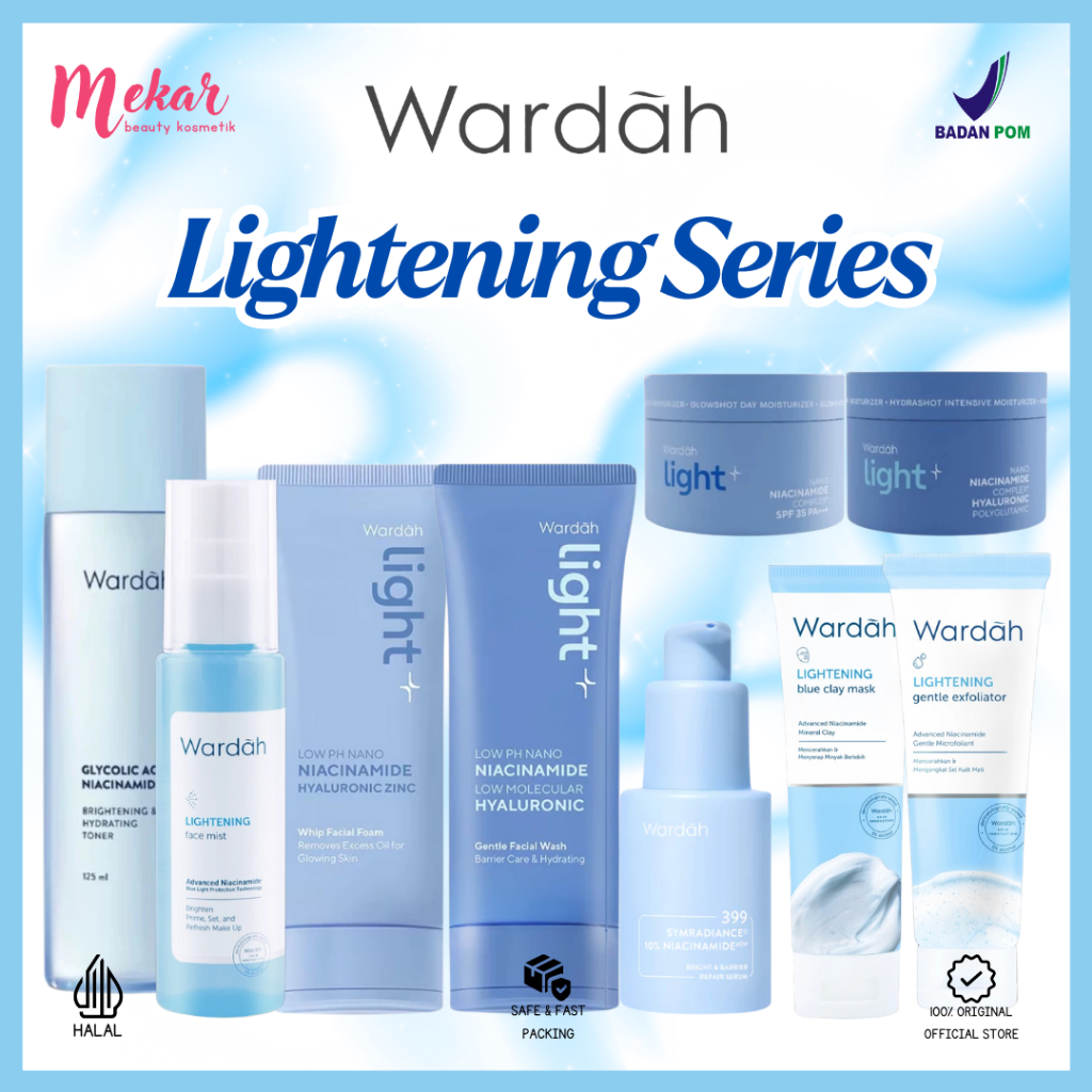 WARDAH Lightening Series | Light + Series Mencerahkan -Facial Foam | Micellar | Serum | Day Cream | 