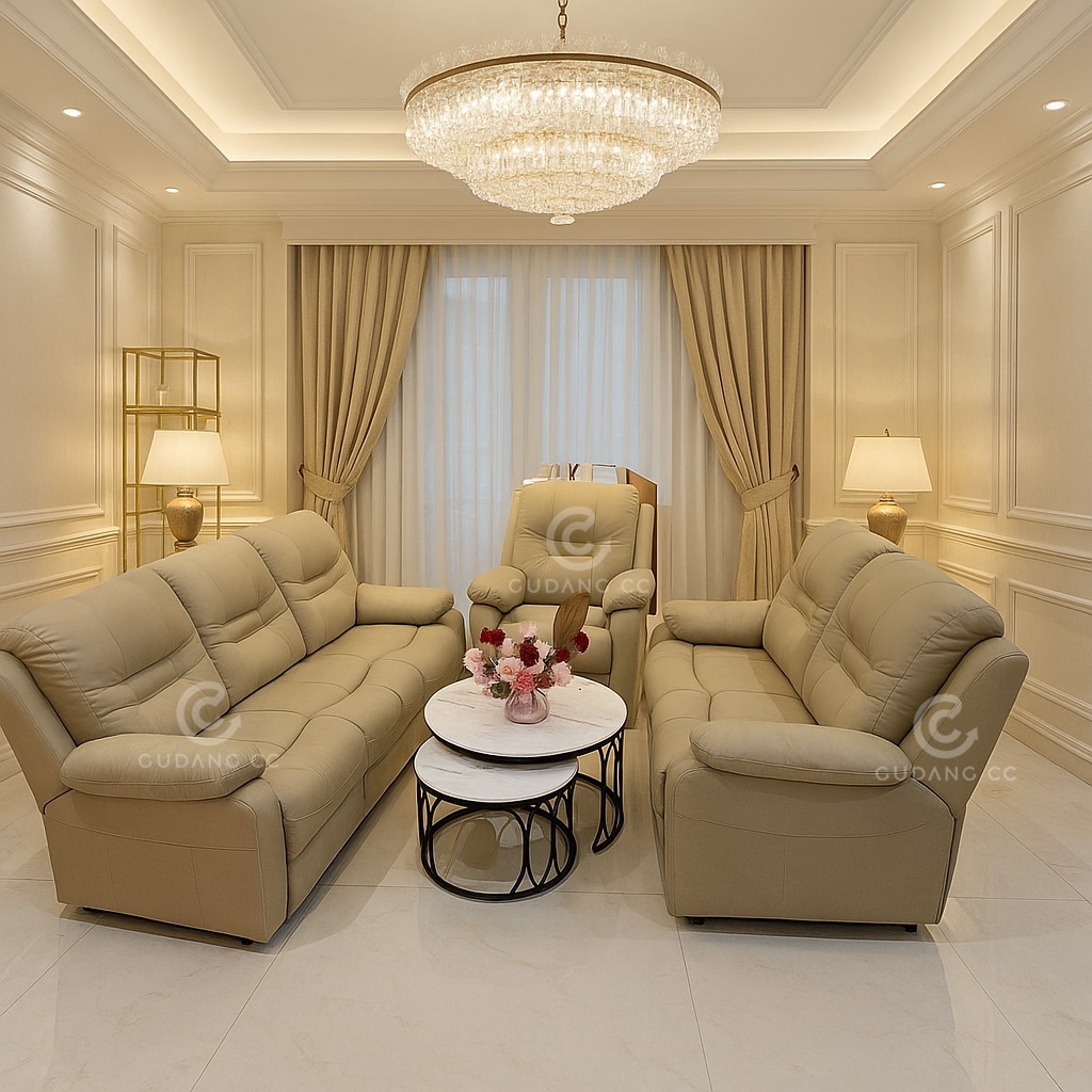 (GCC-FUR) FREE MEJA Sofa Dakron Recliner Hilton Electric 321 Sofa Ruang Tamu Mewah Custom Warna