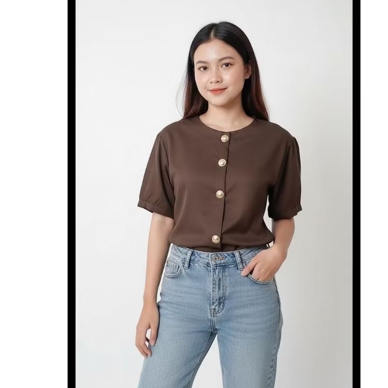 Blouse Celin By Mostyle.ID - Atasan wanita warna Coklat tua