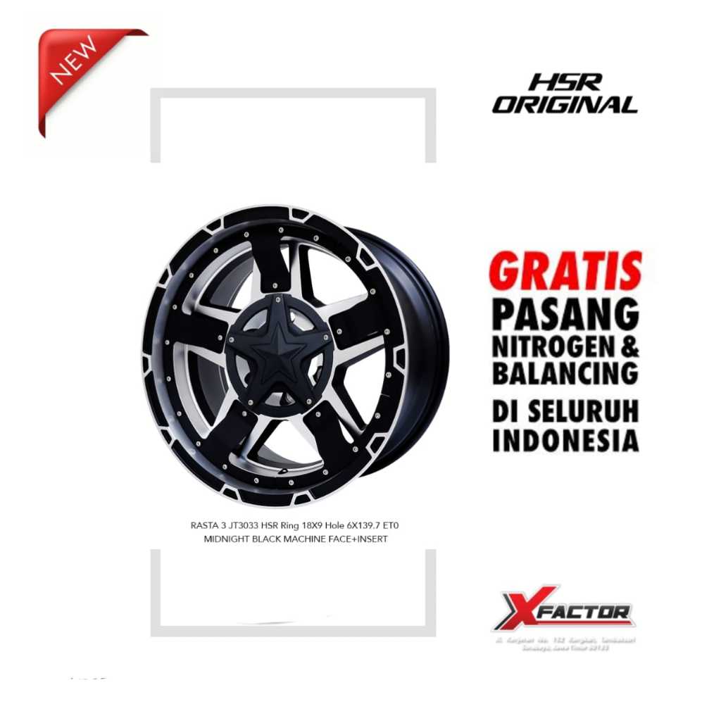 VELG MOBIL HSR R18 HSR RASTA 3 R18X9 H 6X139,7 ET0 MIDNIGHT BLACK/MF