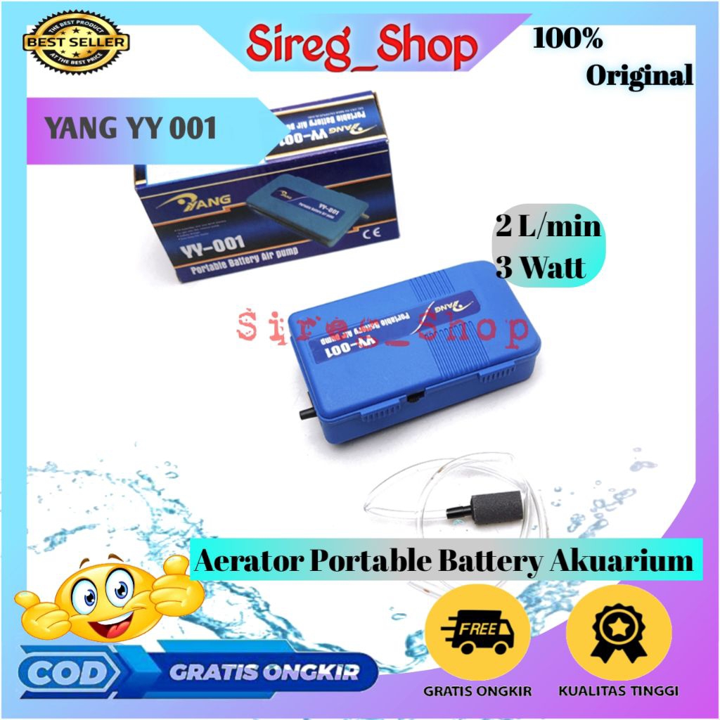 YANG YY 001 Aerator Portable Baterai Mesin Pompa Udara Emergency Akuarium Kolam Ikan