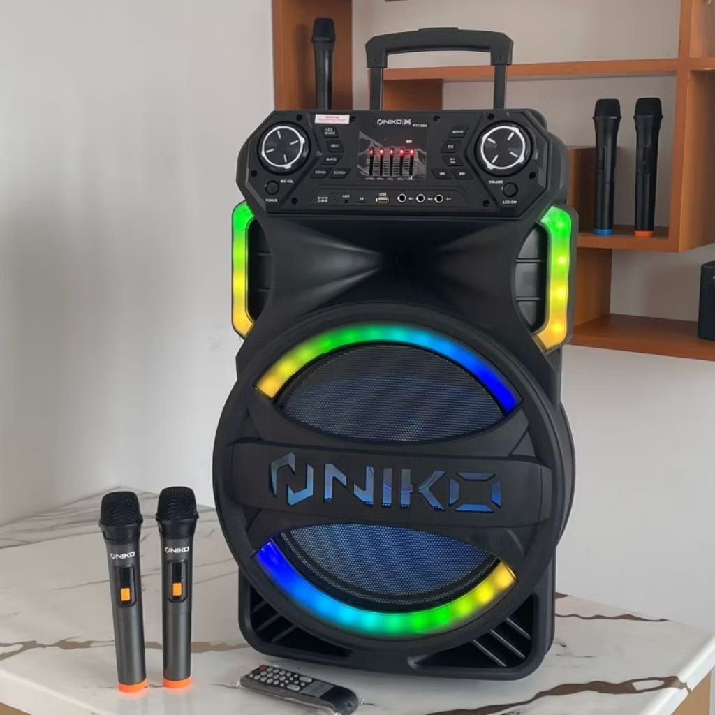 Speaker NIKO PT-1504 speaker aktif bluetooth 15inch Speaker Karaoke power full Bass free 2 mic wirel