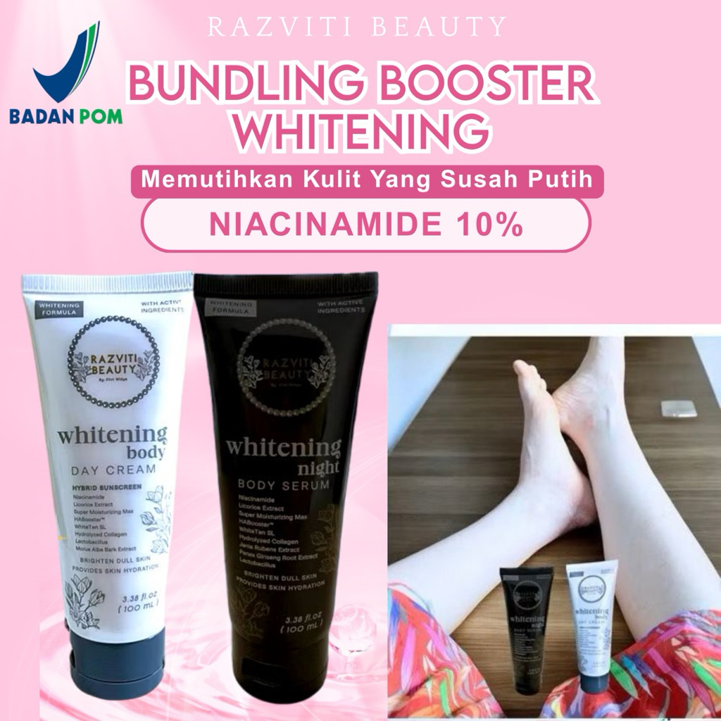 PAKET BUNDLING | HB DOSTING NIACINAMIDE 10% | RAZVITI BEAUTY | LOTION PEMUTIH BADAN | LOTION KOREA |