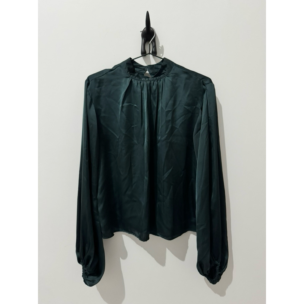[PRELOVED] Blouse satin dark green