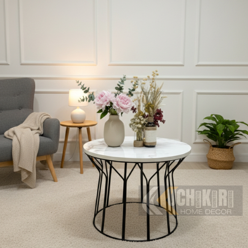 Meja Ruang Tamu Minimalis Aesthetic, Meja bulat aesthetic - Y DOUBLE