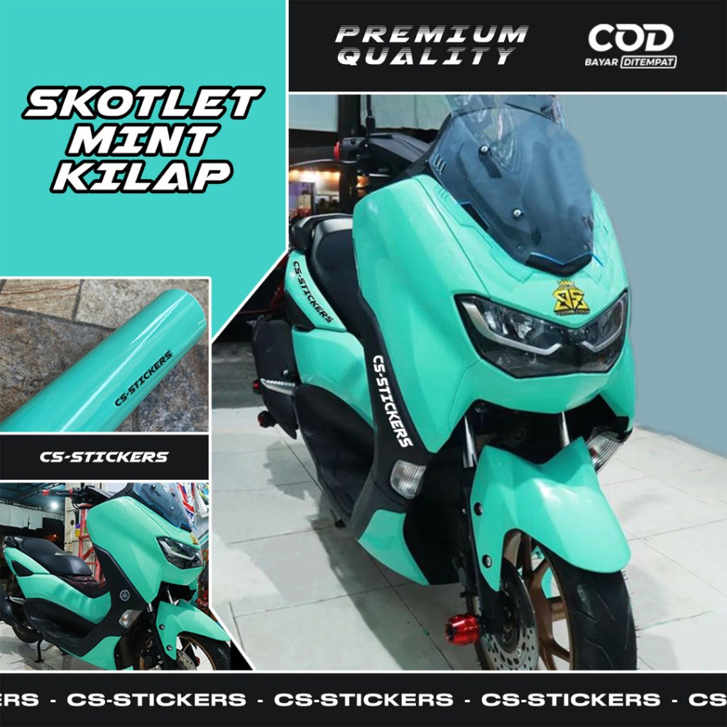 Stiker Skotlet Hijau Mint Daun Glossy Scotlite Sticker SuperGlossy Vinyl Premium Daya Rekat Kuat
