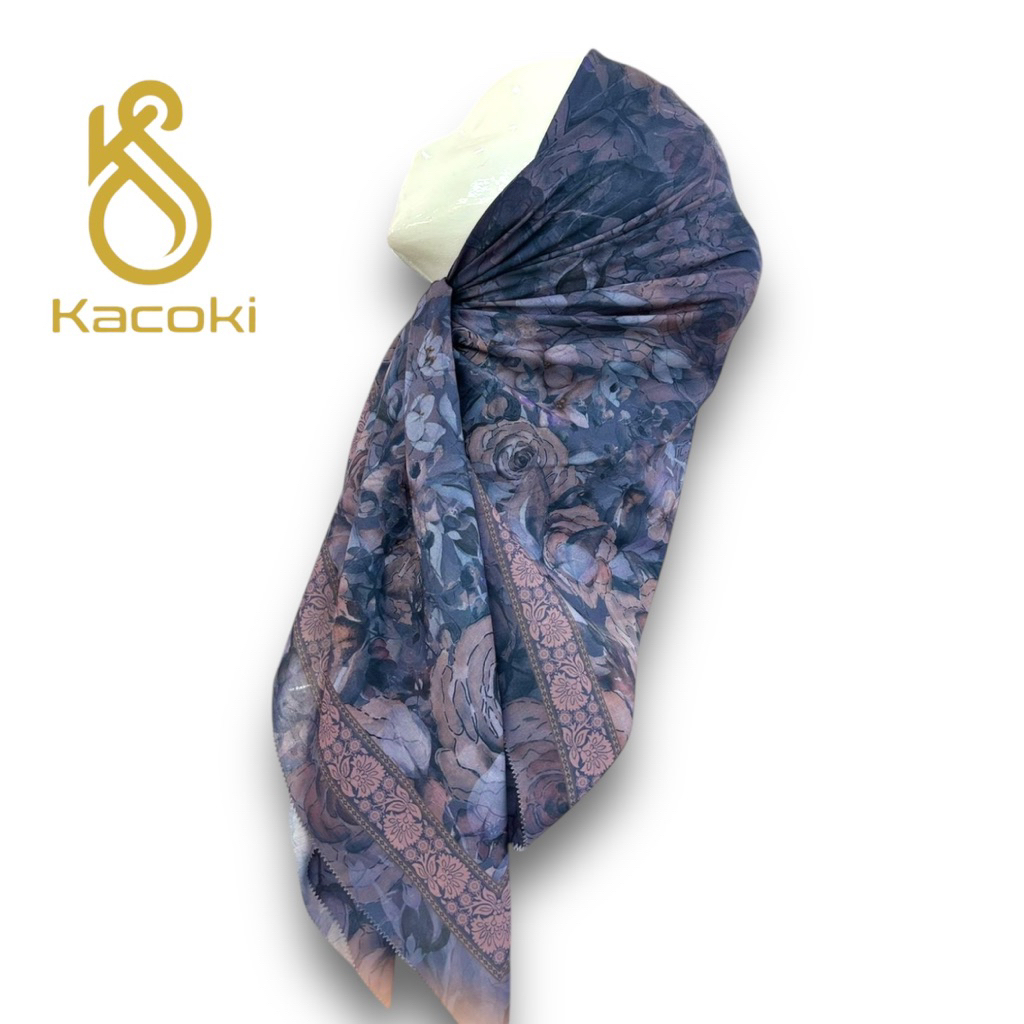 Kacoki- Hijab Segi Empat - Motif Kembang Kecil Nadira -Bahan Voal - Standar Dan Jumbo