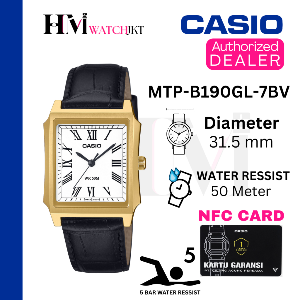 CASIO MTP-B190GL-7BVDF Jam Tangan Pria Original Analog Classic Cartier Antiair MTP-B190GL-7BV