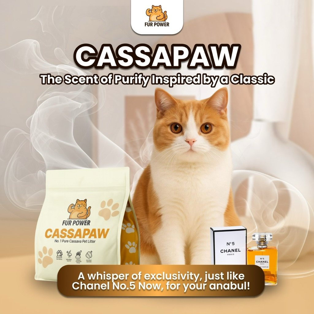 Fur Power Pasir Kucing CASSAPAW (Cassava Cat Litter) @2.5kg (8L) | No.1 Pure Cassava Pet Litter deng