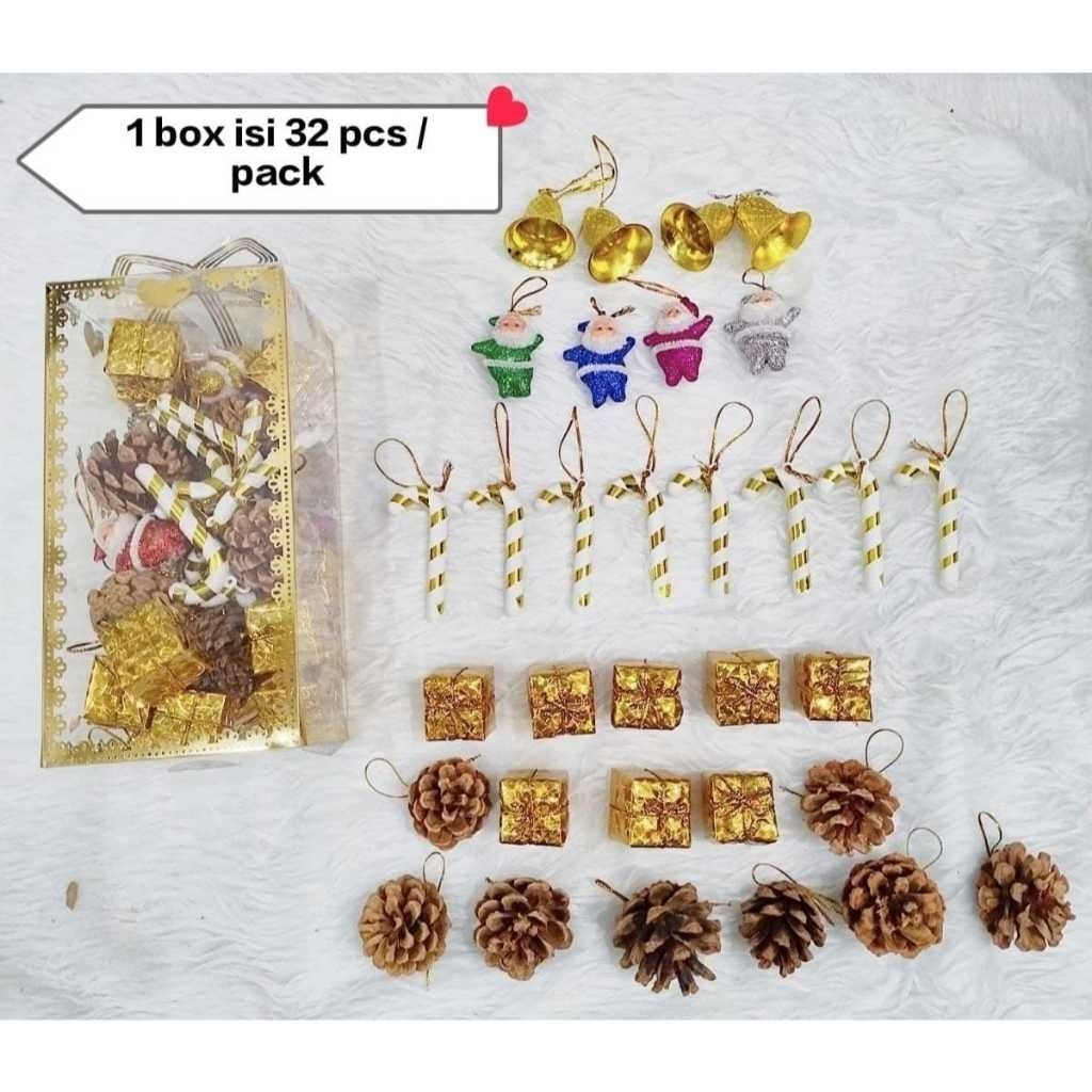 Hiasan Pohon Natal 32 Pcs Lima Model / Ornamen Gantungan Pohon Natal