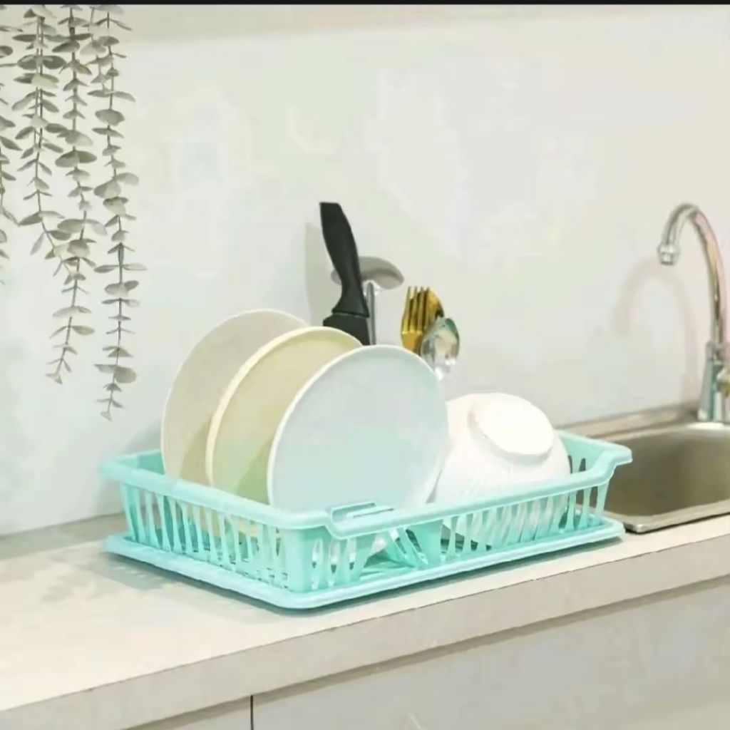 Lovenia Rak Piring Dapur Tatakan Piring Basah Plastik Dish Rack Dengan Nampan / Rak Cuci Mangkok