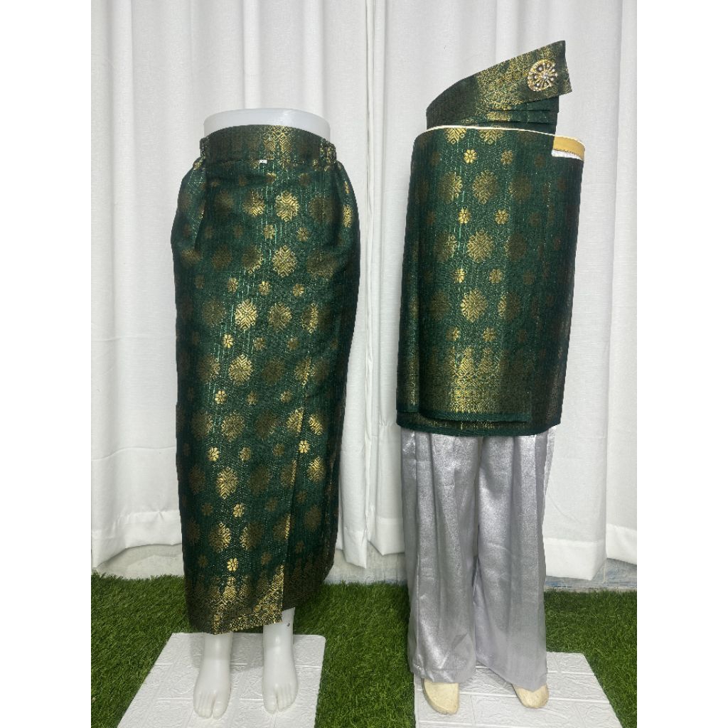 songket couple pria wanita... rok span wanita dan sarung lilit pria set tanjak riau