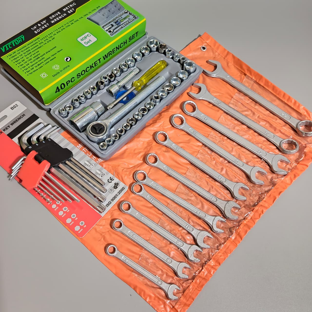 ASLI PROMO Paket Kunci Bengkel Motor Lengkap 1 Set / Kunci T Tekiro/Kunci Shock/Pas Ring Set/Tang