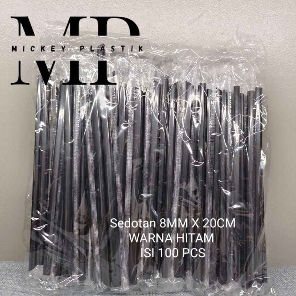SEDOTAN GRESS JELLY / SEDOTAN PLASTIK LANCIP HITAM 8MM X 20CM ISI 100 PCS SEDOTAN KEMASAAN PLASTIK S