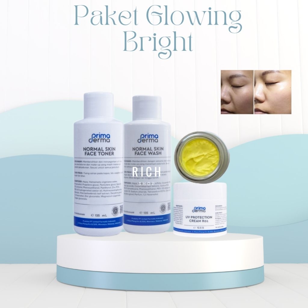 Primaderma Paket Glowing Bright / Cream wajah glowing