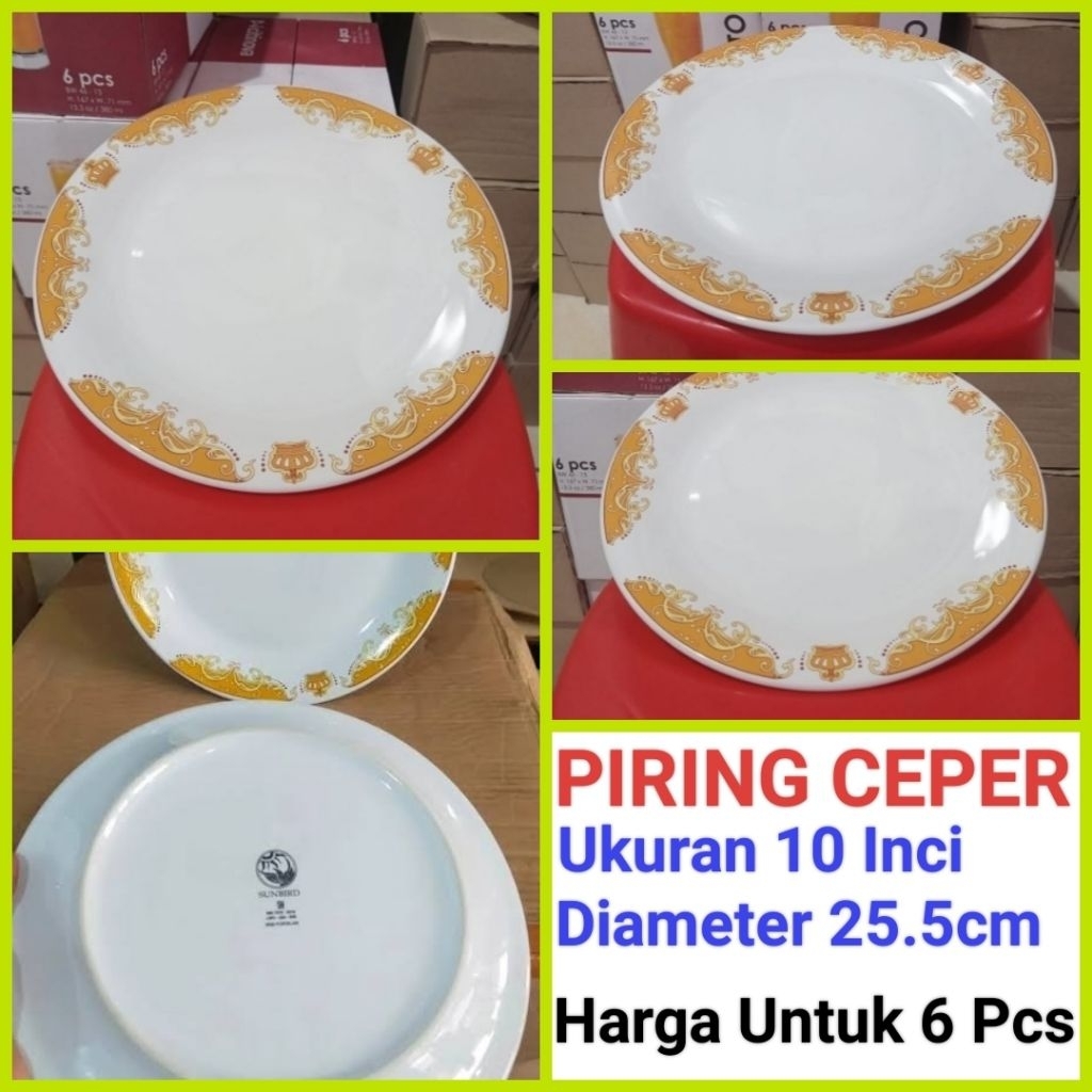 piring makan keramik piring restoran piring RM Padang piring ceper piring lodor MOTIF MAHKOTA ukuran