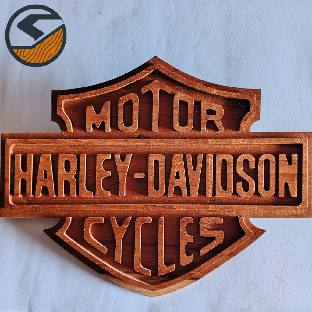 Ukiran kayu jati HARLEY DAVIDSON 3D