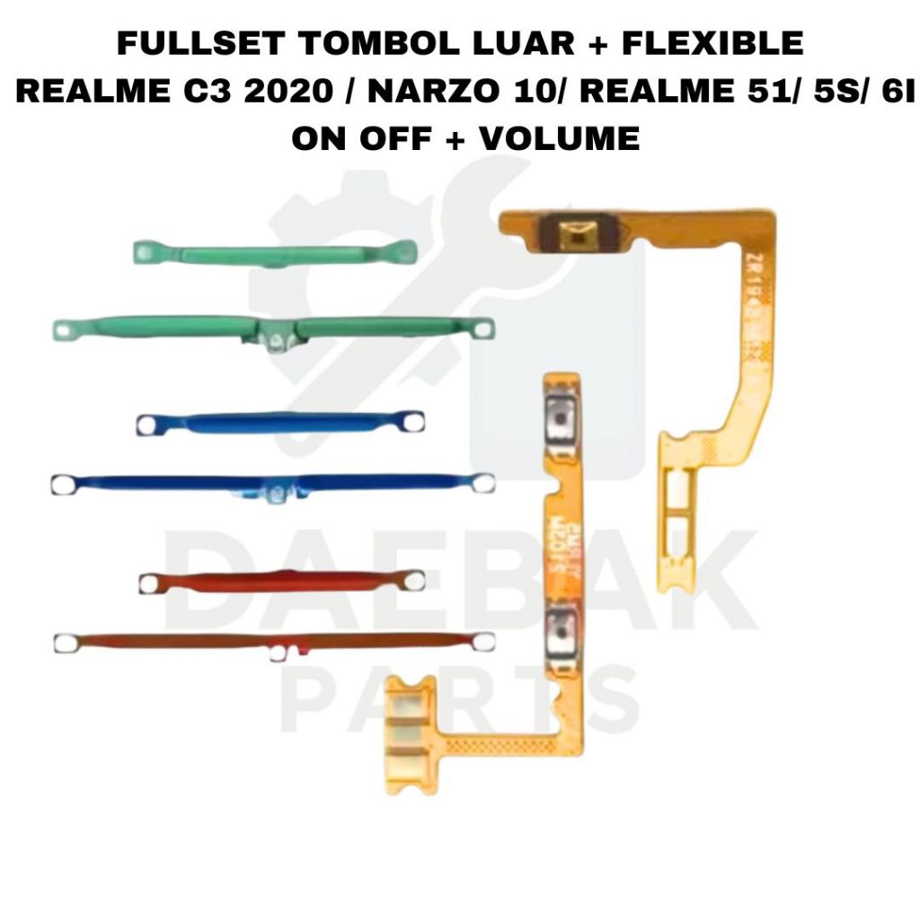 FULLSET TOMBOL LUAR + FLEXIBLE REALME C3 2020 / NARZO 10/ REALME 51/ 5S/ 61 ON OFF + VOLUME