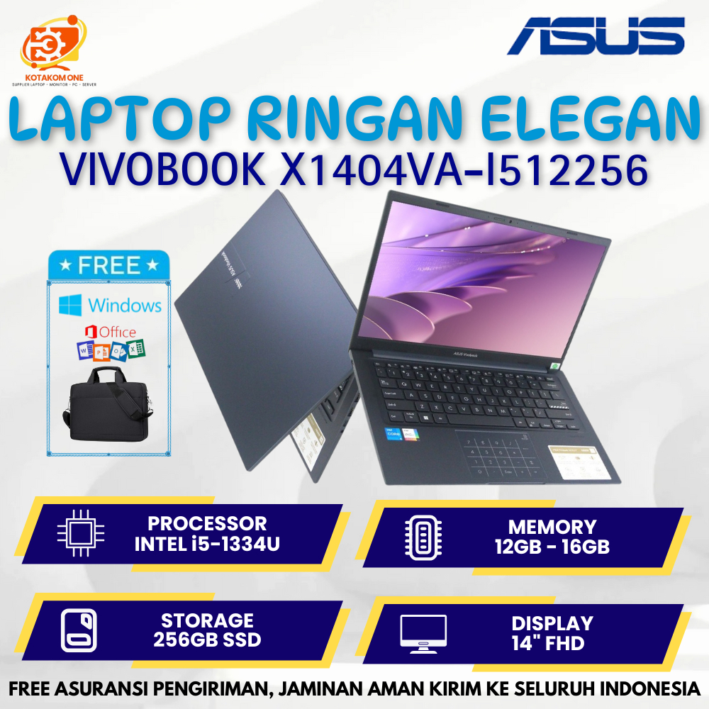 TERBARU Laptop Asus Vivobook X1404VA - I512256 Core i5 - 1334U Ram 16GB Ssd 256GB 14" FHD