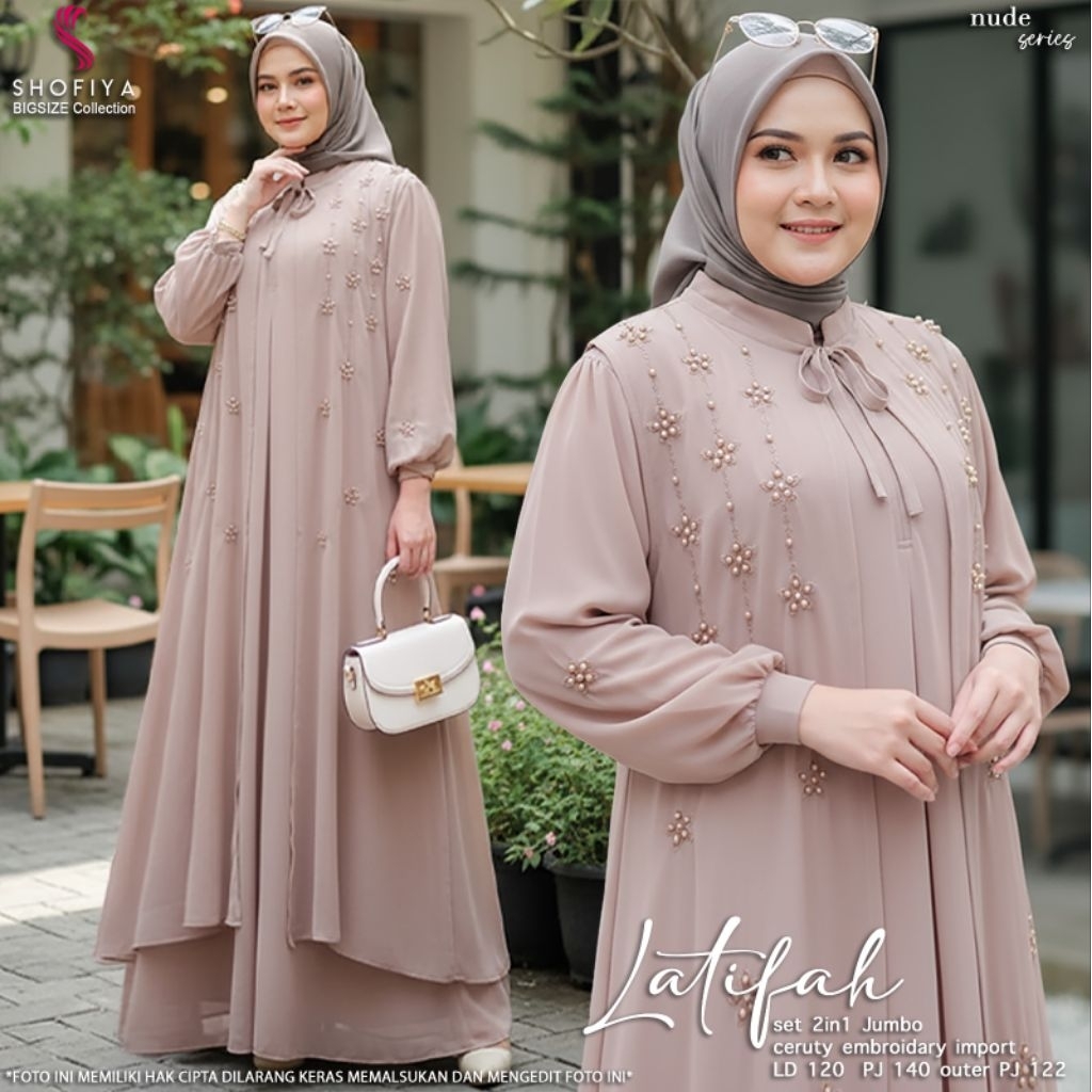Latifa set Dress by Shofiya Gamis Mewah Gamis Rumpi Dress Muslimah Tebrbaru