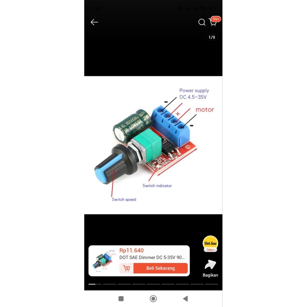 Dimmer DC Penurun Voltase Motor Dimmer