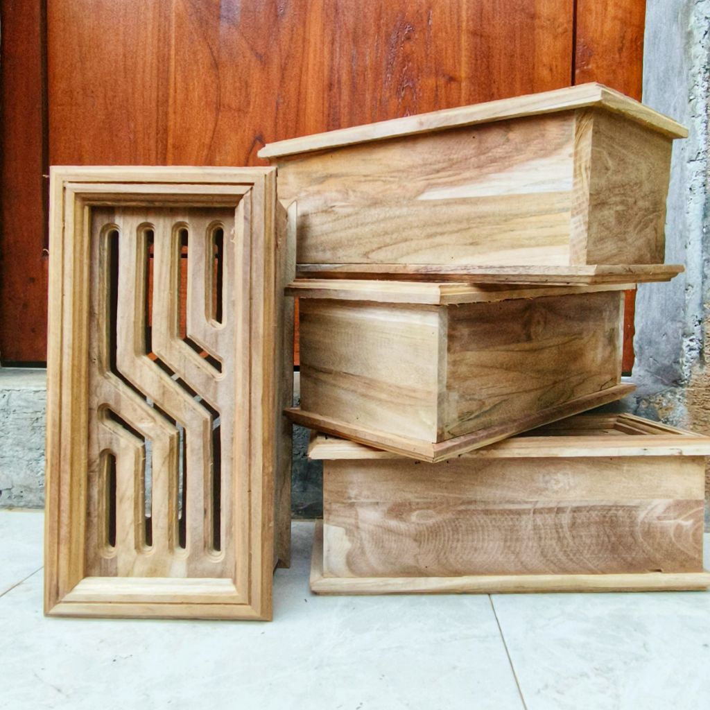 Stok Loster 2 MUKA Ukir Minimalis Kayu Jati