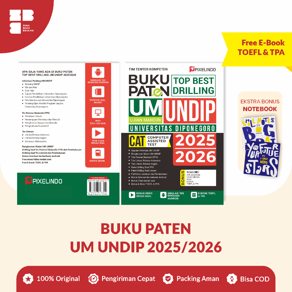BUKU PATEN UM UNDIP 2025/2026 -  TOP BEST DRILLING SOAL, PEMBAHASAN, DAN VIDEO BEDAH SOAL - ZONA BUK