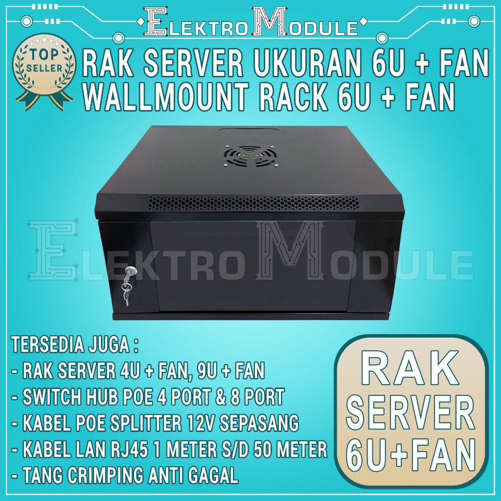 Wallmount Rack Server 6U / Wallmount Rack 6U / Rak Server Ukuran 6U Single Glass Door Rak Server Sin