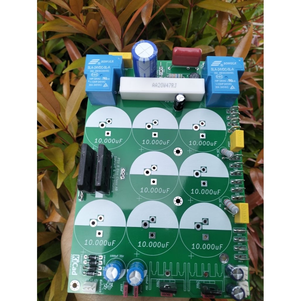 Kit PCB psu power amplifier clas AB isi 8 elko lengkap sofstar komponen tinggal pasang elko PCB Dobl