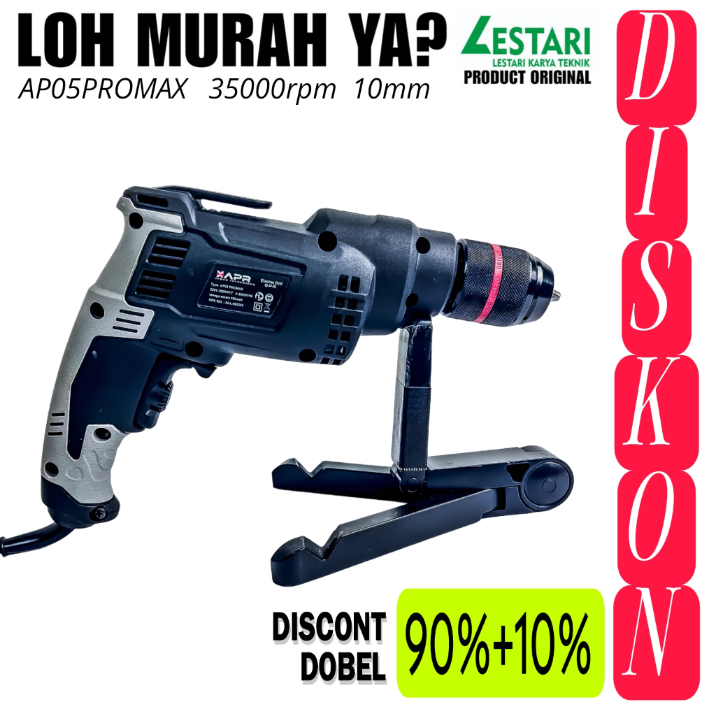 BOR LISTRIK TERLARIS APR AP05 PROMAX CHUCK 10MM KEYLES BOR KECIL DRILL BETON TEMBOK BESI SCREW KAYU