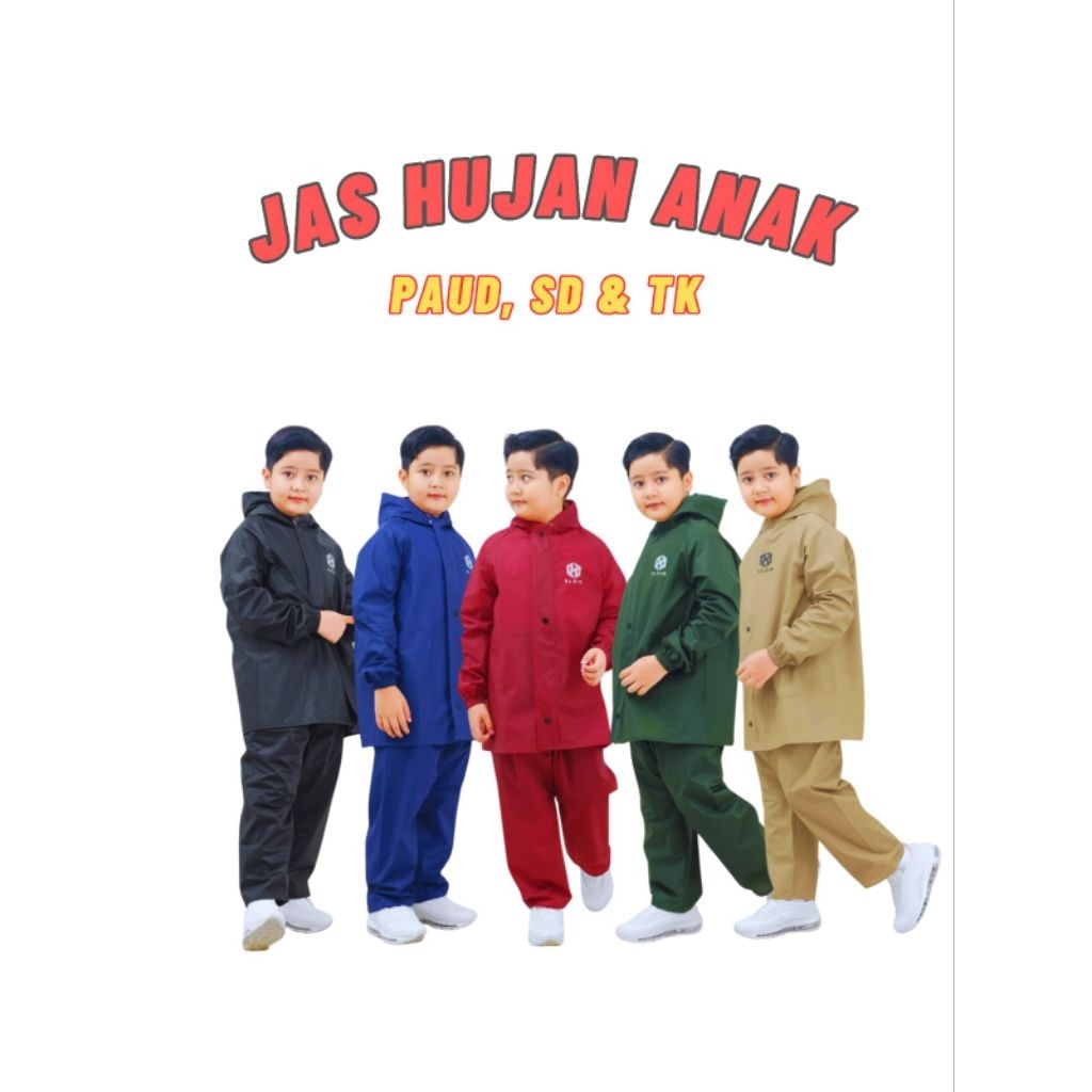 Jas Hujan Anak Setelan ELZIO Anti AirRingan ,Motif Lucu Pria & Wanita Raincoat Kids Waterproof