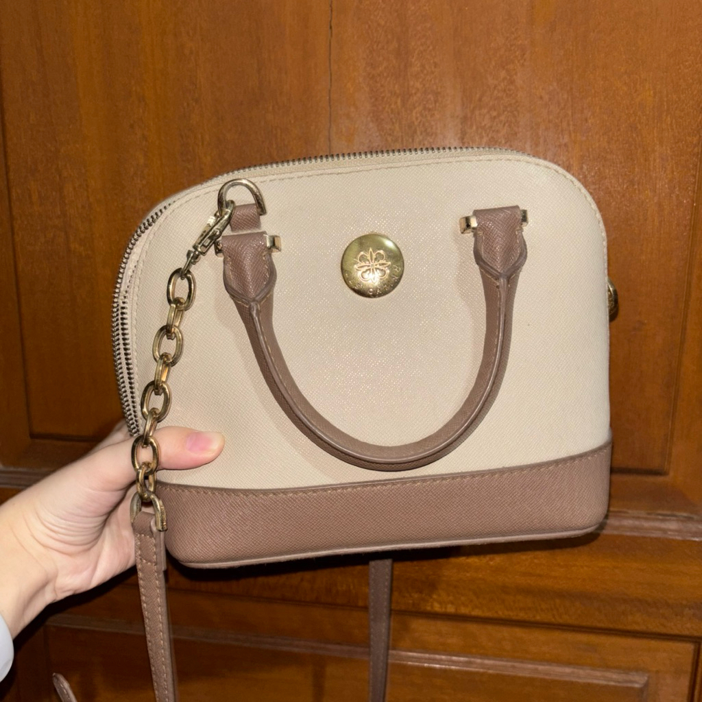 PRELOVED TAS LES CATINO ORIGINAL WARNA COKLAT KREM SLINGBAG HANDBAG