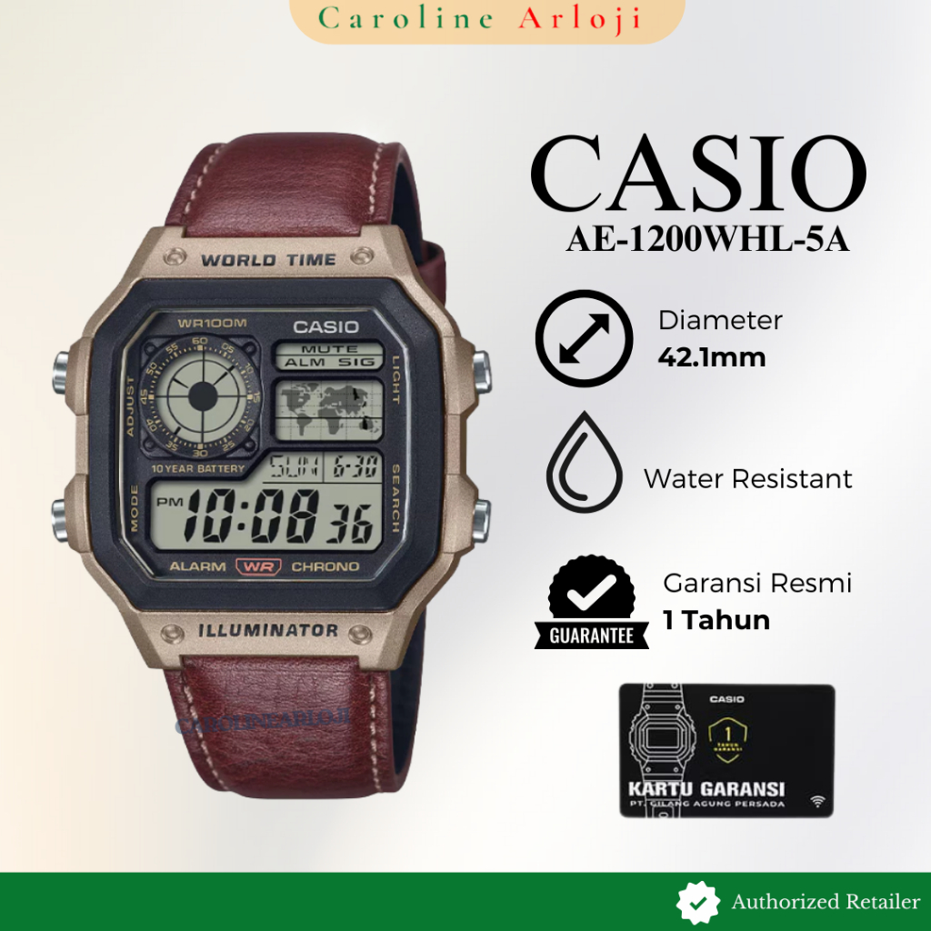 ORIGINAL Jam Tangan Pria Casio AE-1200WHL-5AVDF / AE-1200WHL / AE-1200 Digital Garansi Resmi