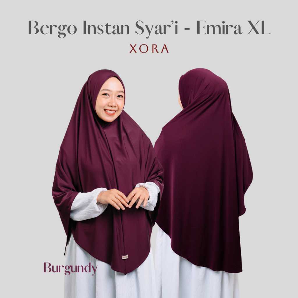 (Xora) Emira Hijab Size XL - Kerudung Instan Bergo Wanita Non Pad