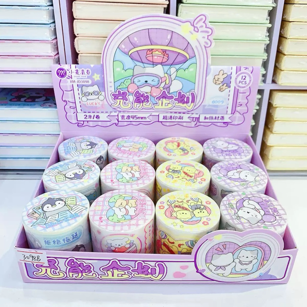 Purple NT002 Motif Lucu 1 Roll Sticker Washi Tape Stiker Roll Hiasan Kertas Sticker Isolasi Washi Ta