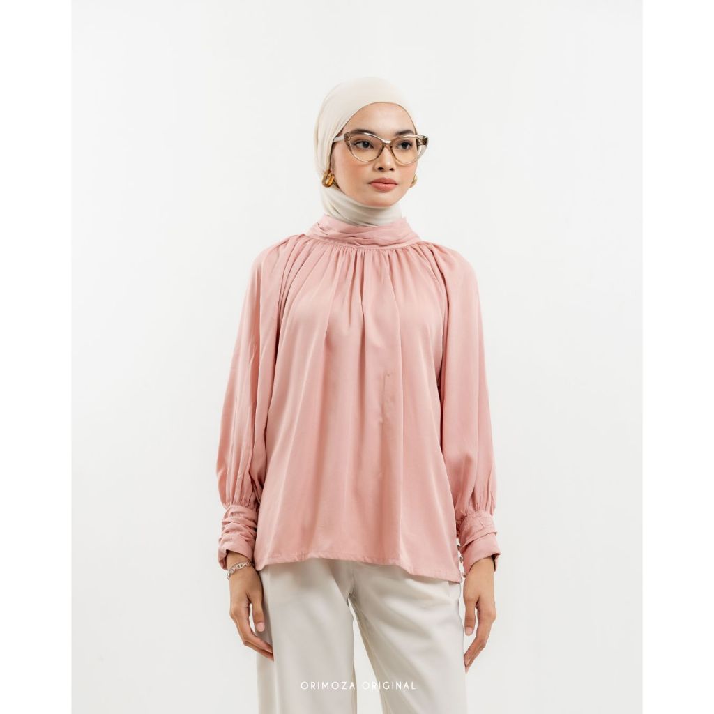Orimoza Drapir Blouse Turtle Neck Rayon Twill Premium