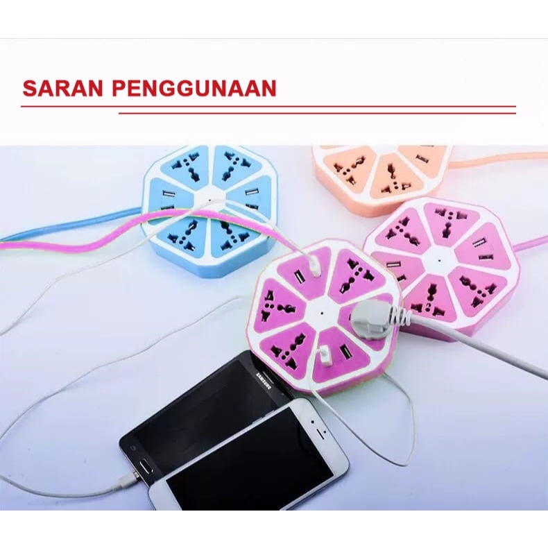 Stopkontak & USB Soket Segi Enam Stopkontak Saklar ON/OFF Colokan Multifungsi Vanstar Atn SNI