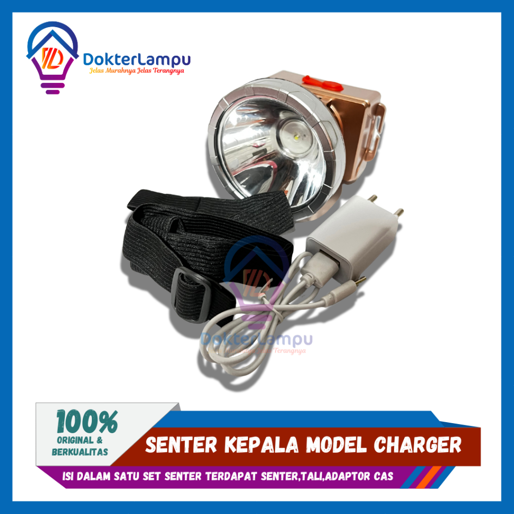Senter Kepala Headlight LED 80w / Senter Kepala Travel 80w / Senter Kepala Charger 80watt LED Putih