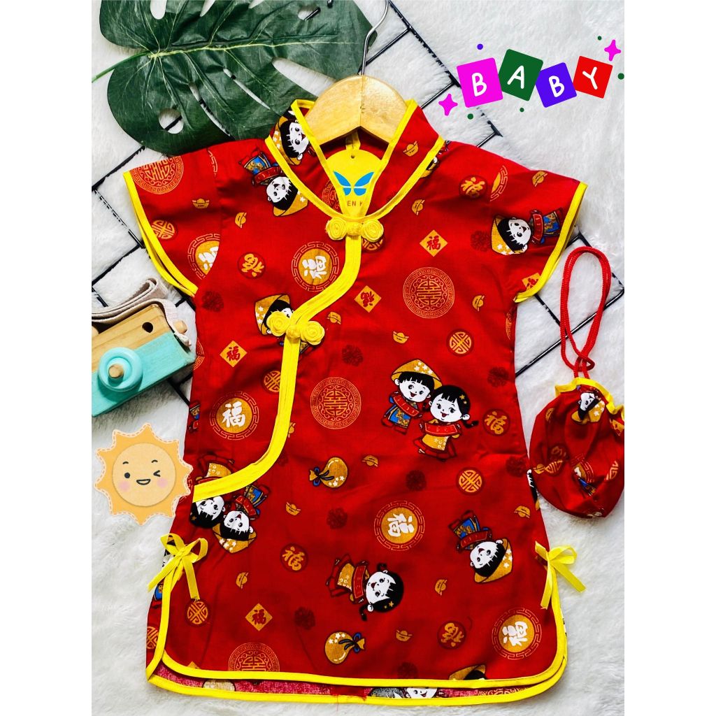 Setelan baju bayi Dress Cina Terbaru chinese new year merah fashion anak bayi cewek usia 0-9bln.