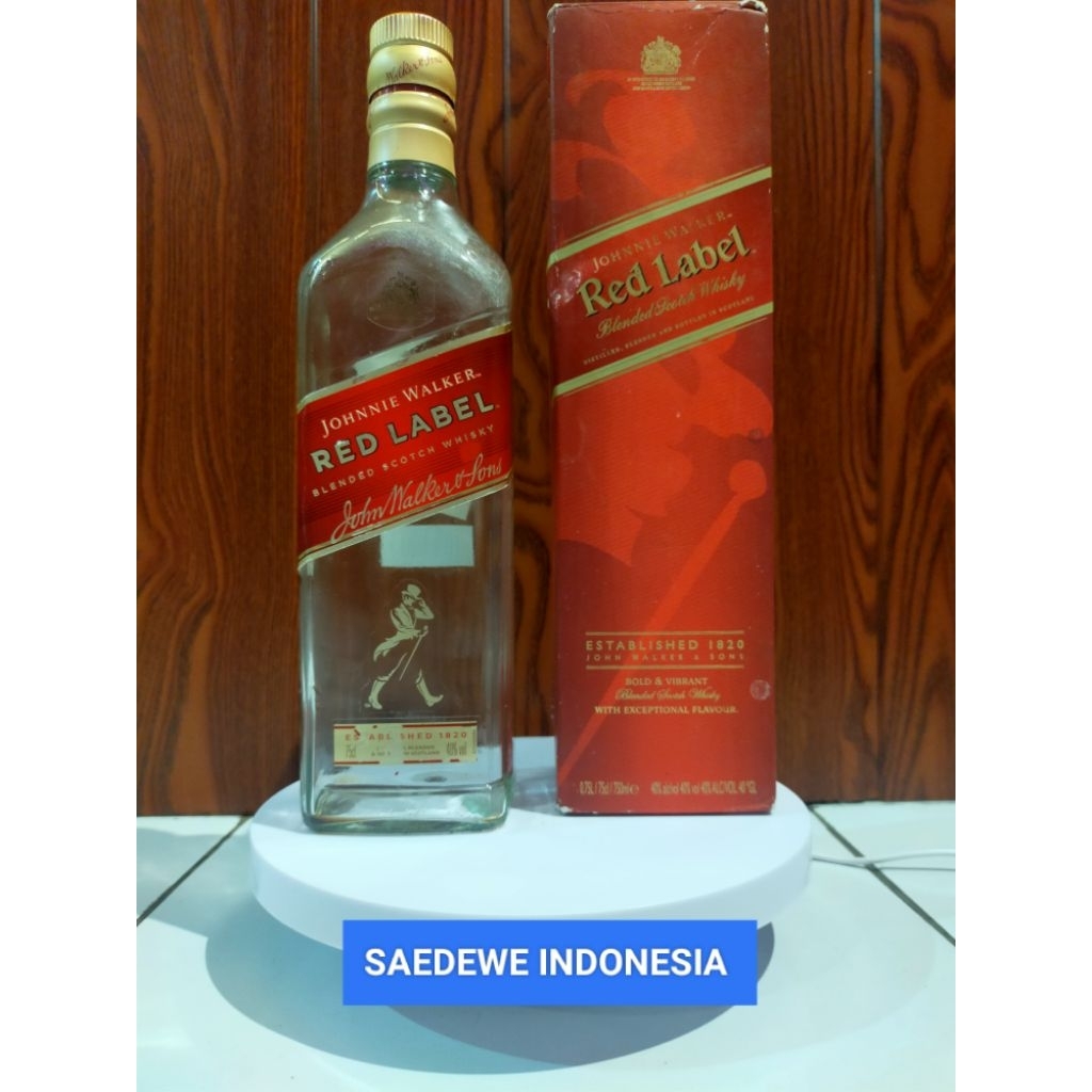 BOTOL KOSONG JW RED LABEL BEKAS MINUMAN IMPORT ORI KAPASITAS 700ML + BOX BAHAN KACA TEBAL COCOK BUAT